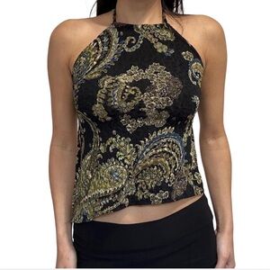 Elegant Black and Gold Halter Top